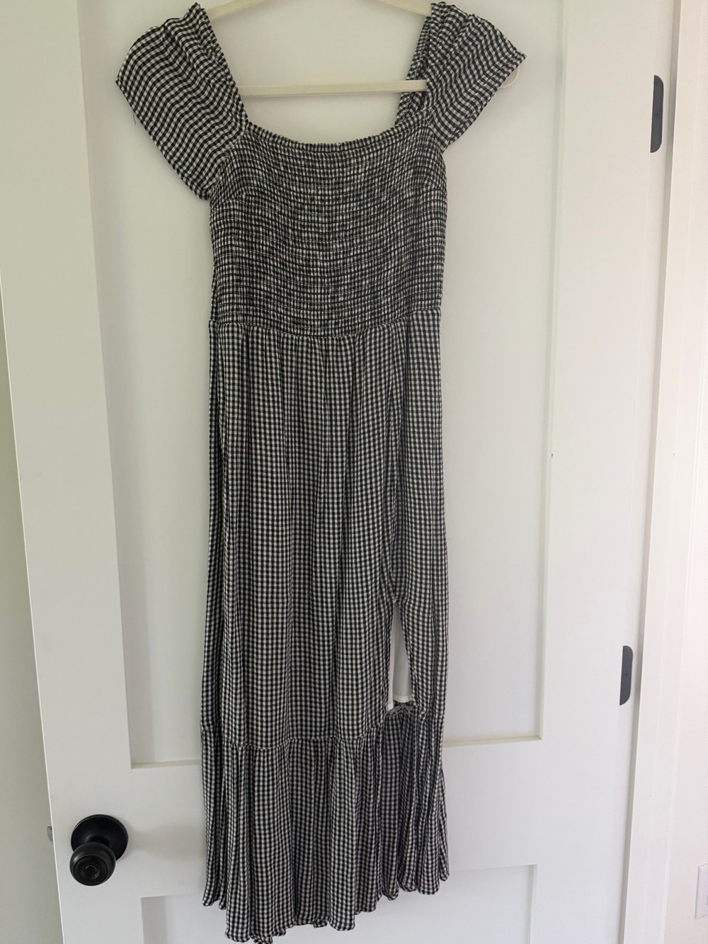 Abercrombie & Fitch Black and White Gingham Midi Dress